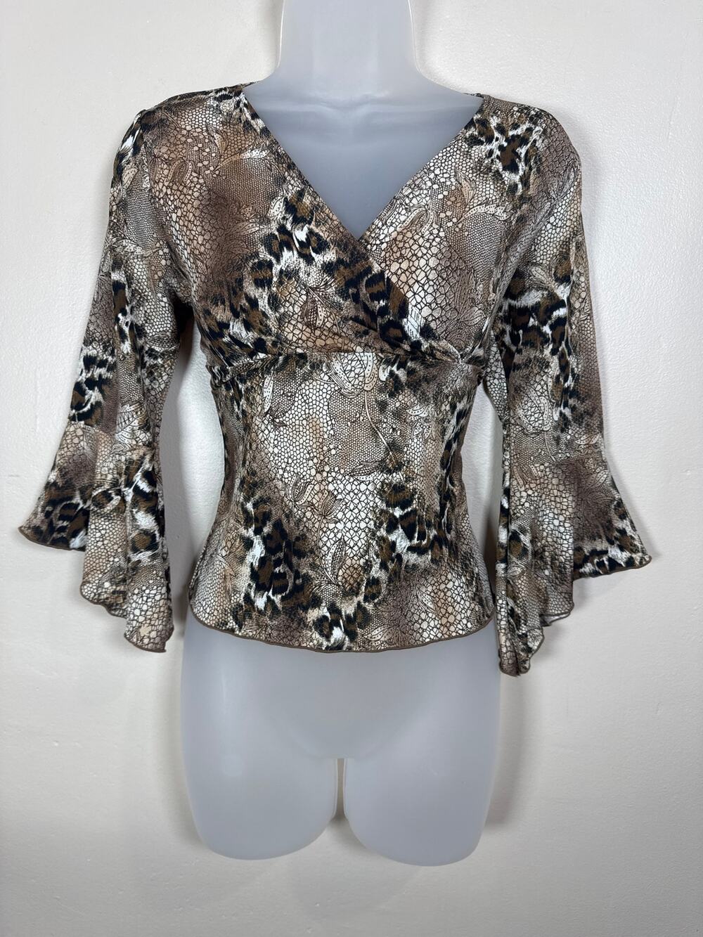 VTG Obe Womens Top Whimsigoth Y2K Fairy Mesh Witchy Flare Sleeve S/M Babydoll